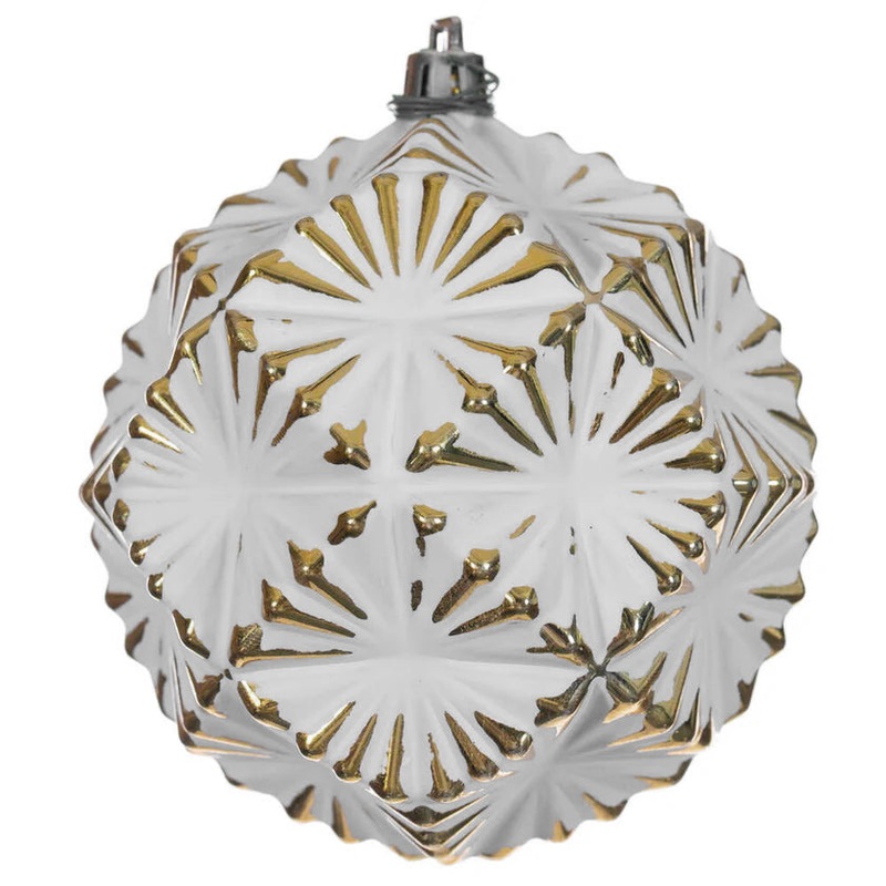 Shatterproof White And Gold Prism Ornament, 4 (100MM)