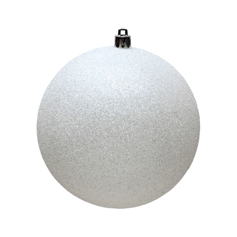Shatterproof White Glitter Ball Ornament 6 (150MM)