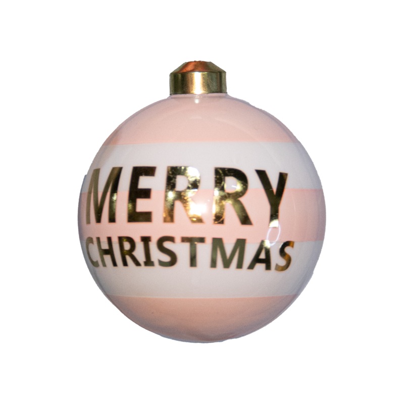 4.7Merry Xmas Glass Ball Ornament Gold / Pink