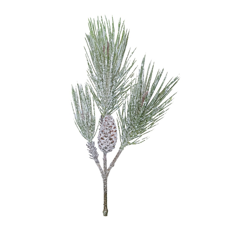 Frosted Needle Pine Spray w/ Cone, 23