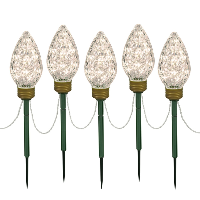 LED Stake Set, C9 Shape, 100 LED Bulbs, Warm White
