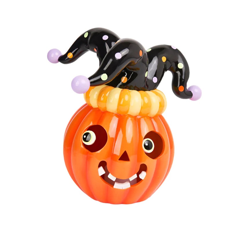 Pumpkin w/ Jester Hat Figurine, 13.5