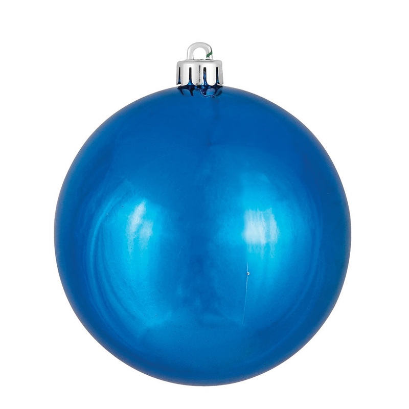 Shatterproof Plastic UV Blue Shiny Ball Ornament, 4 (100MM)