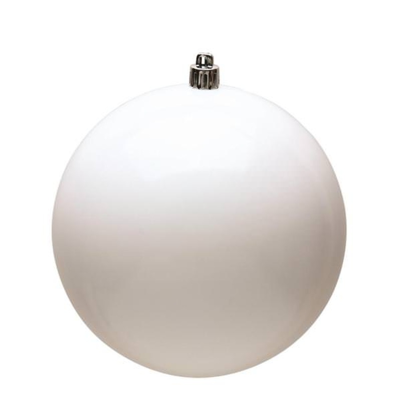 Shatterproof Plastic, UV White Shiny Enamel Ball Ornament, 4 (100MM)