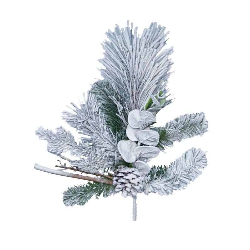 Snow Pine, Eucalyptus & Pinecone Pick, 16.5
