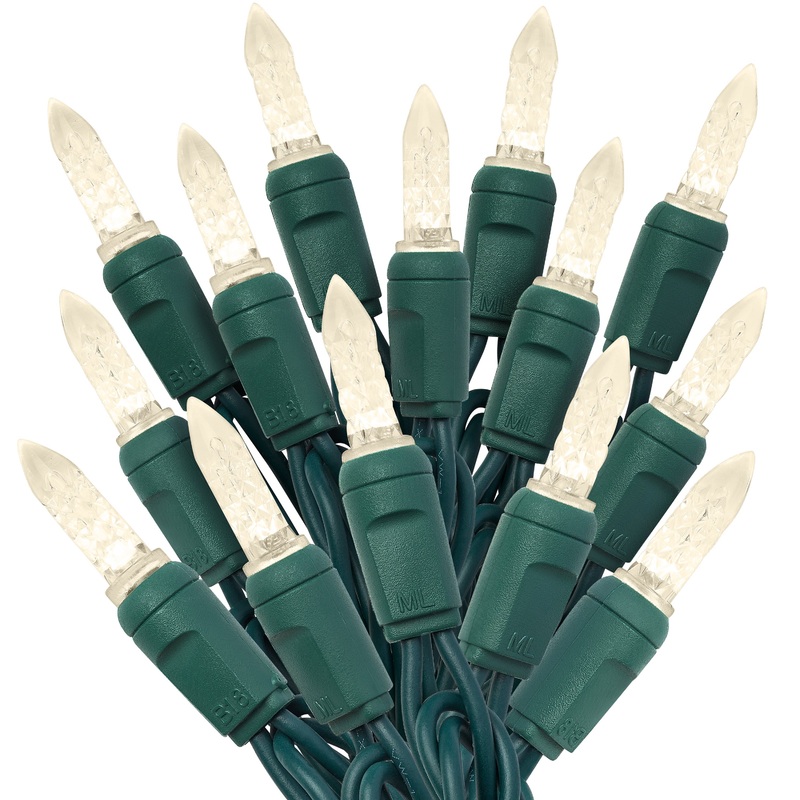 Warm White M6 Light Set, Green Wire, 25′ (50 bulbs, 6 spacing)