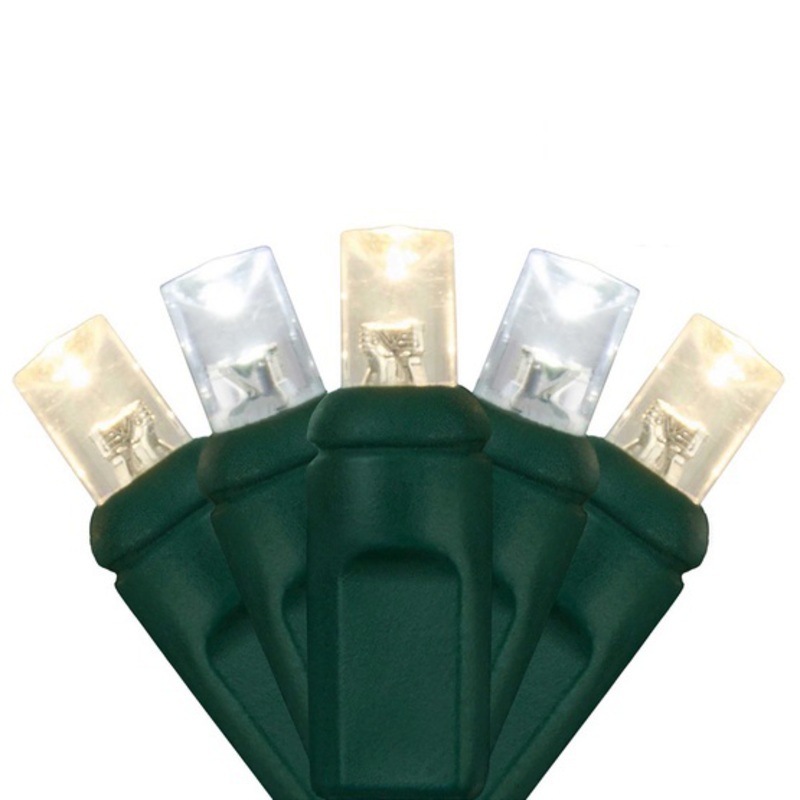 Warm White Mini Light Set, Green Wire, 25′ (Strobe – 50 bulbs, 6 spacing)