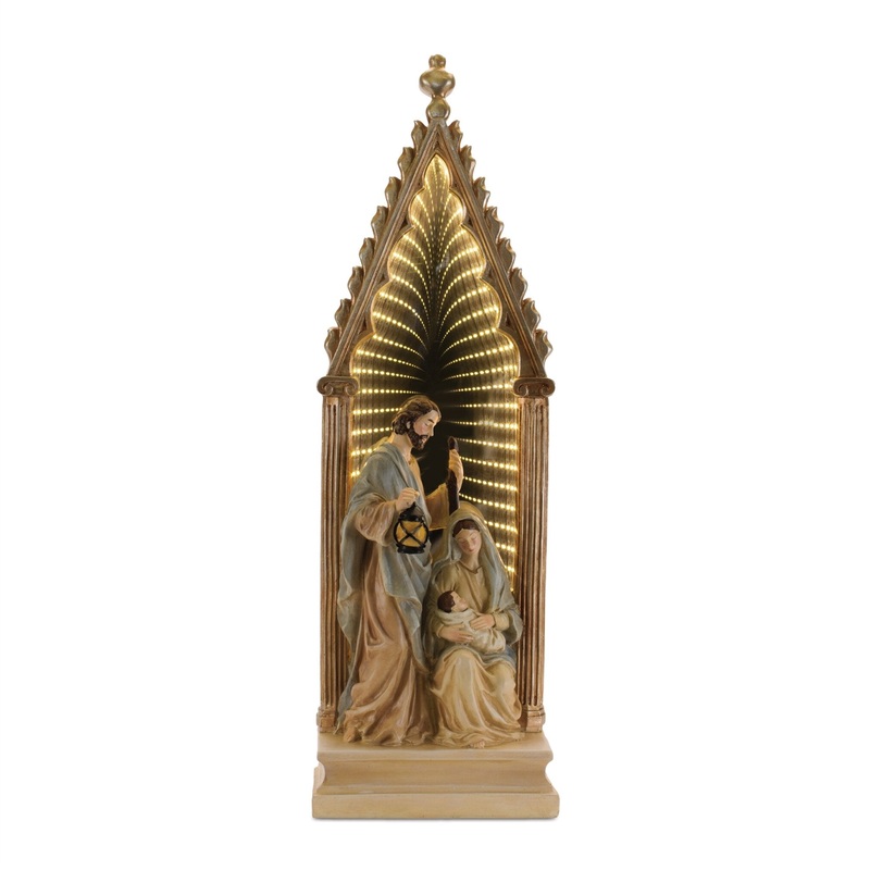 Holy Family w/Infinity Light 23H Resin/Acrylic