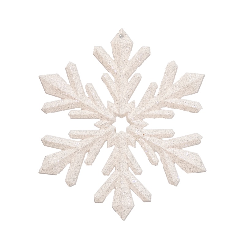 Shatterproof Acrylic White/Glitter Snowflake Ornament, 9