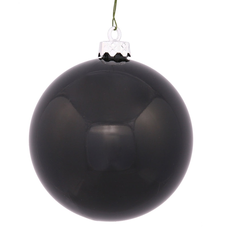 Shatterproof Black Shiny Ball Ornament, 4 (100MM)