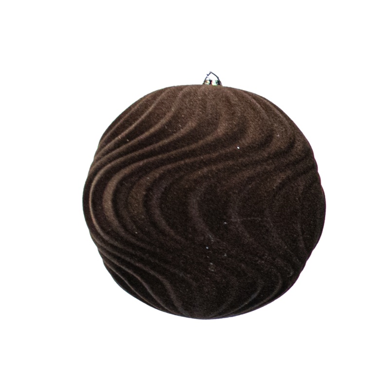 Shatterproof Coffee Flocked Water Ripples Ball Ornament, 6 (150MM)