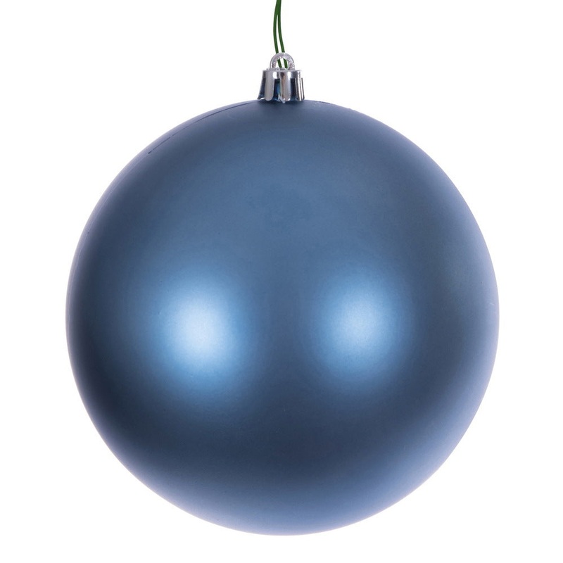 Shatterproof Denim Blue Matte Ball UV Ornament, 6 (Set of 4)