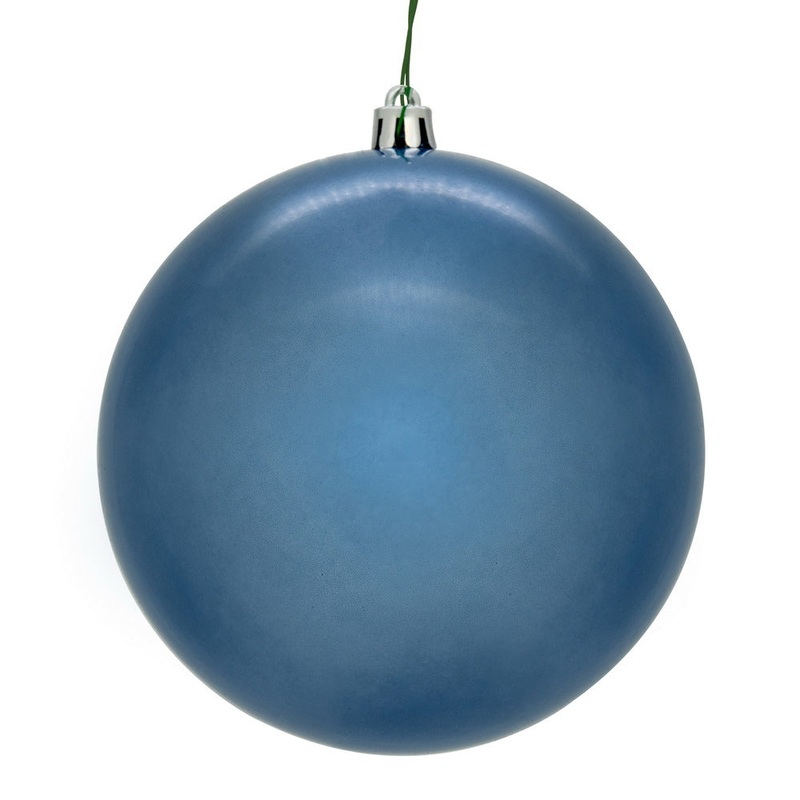Shatterproof Denim Blue Pearl Ball UV Ornament, 4 (Set of 6)