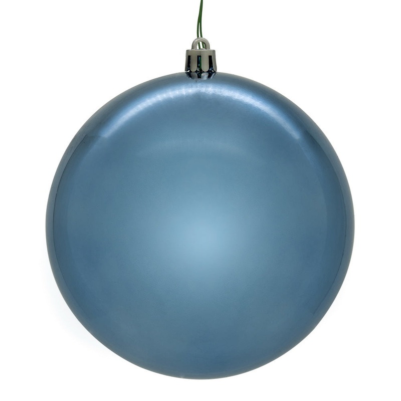 Shatterproof Denim Blue Shiny Ball UV Ornament, 6 (Set of 4)