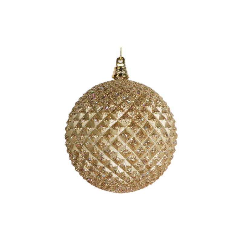 Shatterproof Gold Glitter Durian Ball Ornament, 4 (100MM)