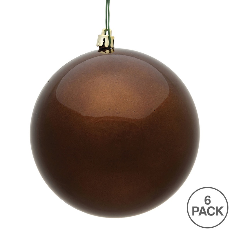 Shatterproof Mocha Candy Ball UV Ornament, 4 (Set of 6)