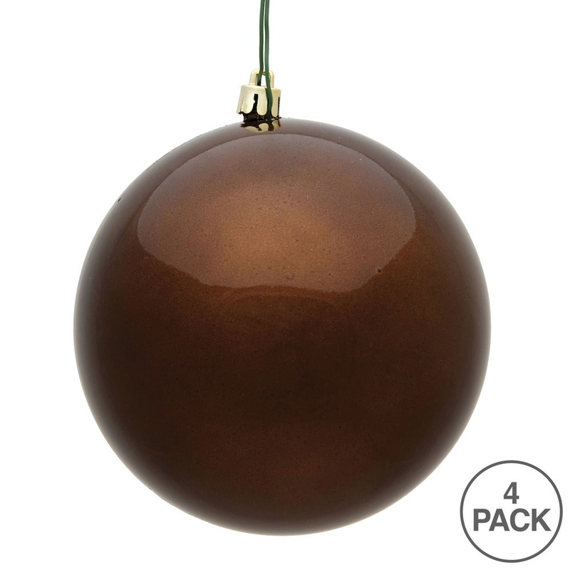 Shatterproof Mocha Candy Ball UV Ornament, 6 (Set of 4)