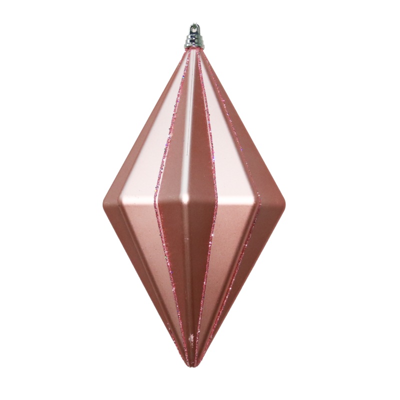 Shatterproof Plastic Pink with Mauve Matte Glitter Finial Ornament, 5.5 (140MM)