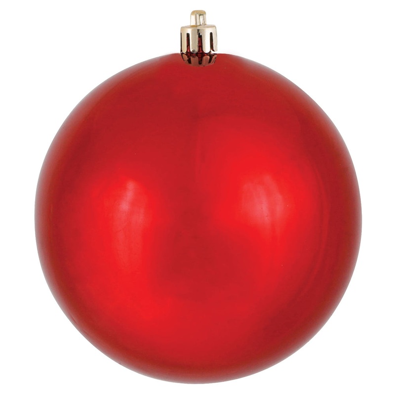 Shatterproof Red Shiny Ball UV Ornament, 6 (Set of 4)