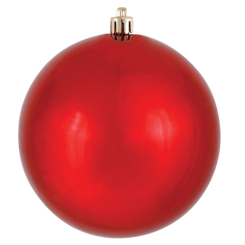 Shatterproof Red Shiny UV Ball Ornament, 4 (Set of 6)