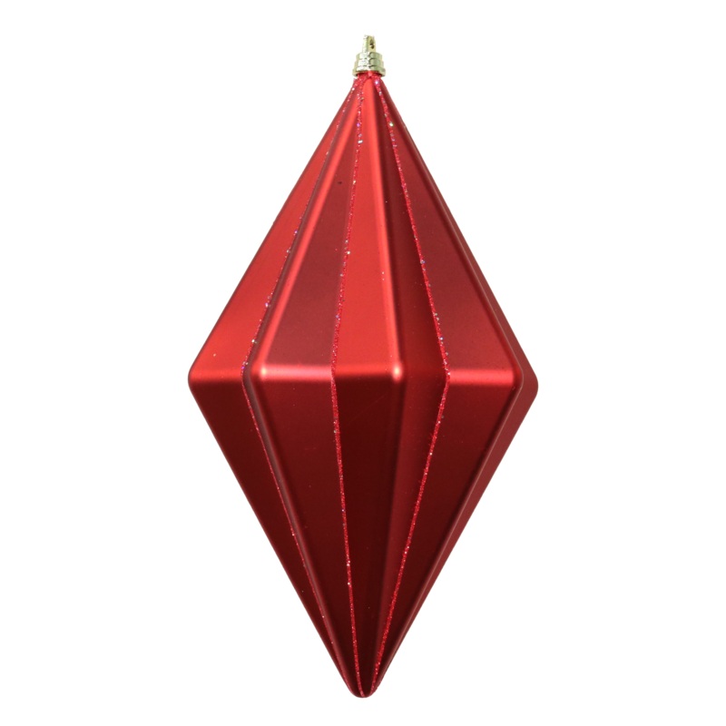Shatterproof Red W/Red Matte Glitter Finial Ornament, 5.5