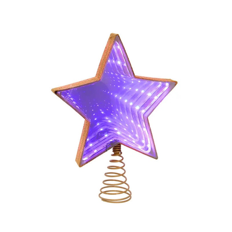 UL 22L Multicolor Infinity Effect SMD LED Gold Glitter Star Treetop, 11.5