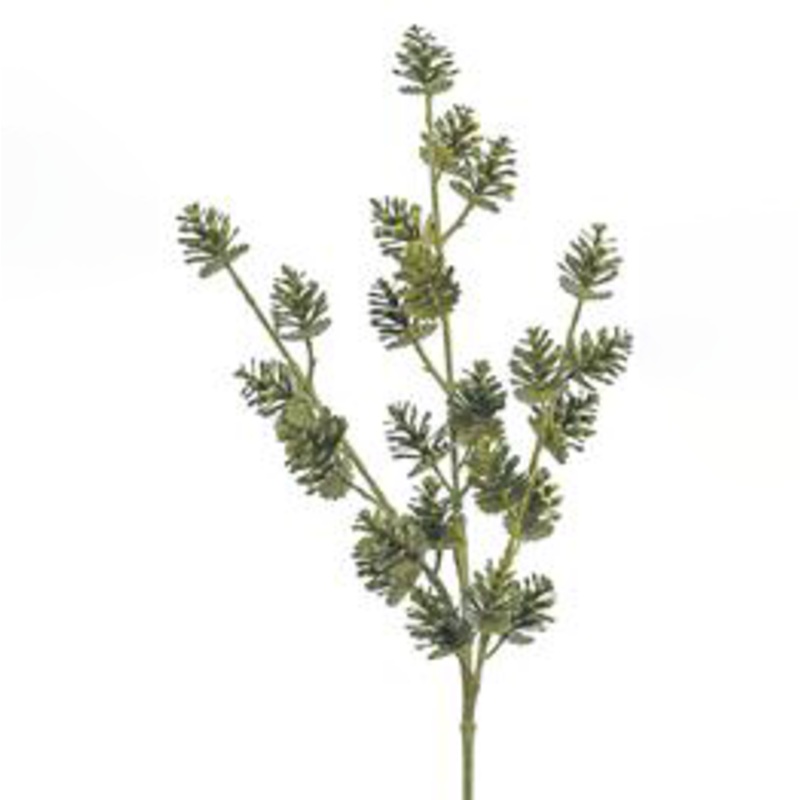 Artificial Pinecone Spray, Metallic Moss Finish, 25