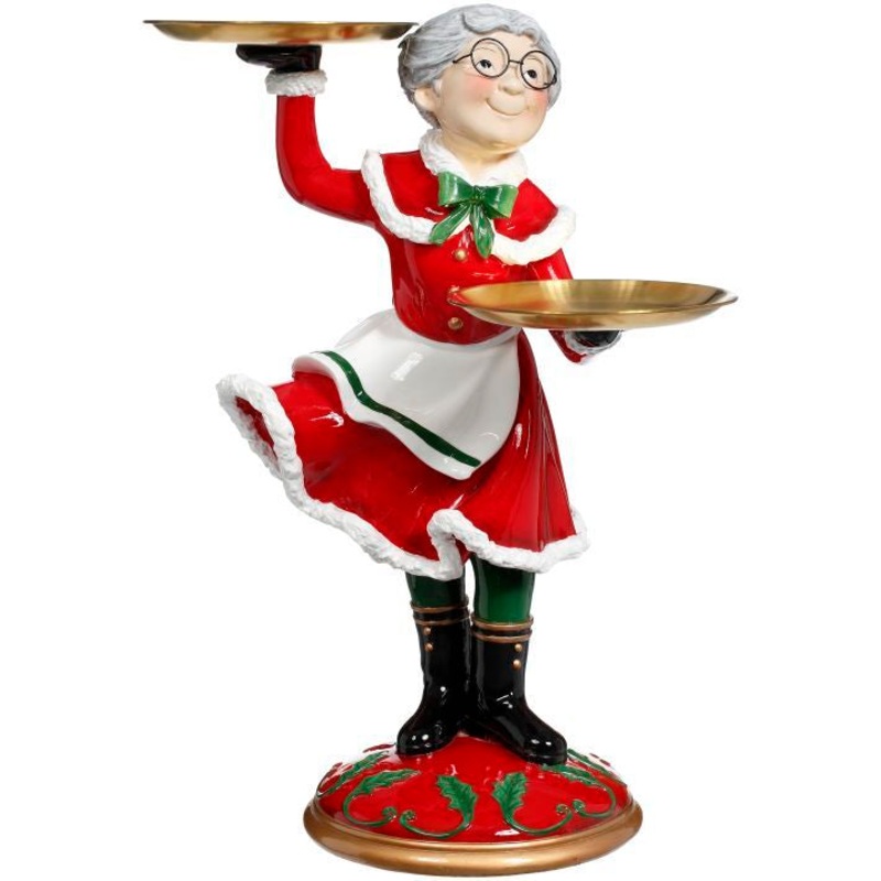 Joyful Mrs. Claus with Tray Figurine, 24