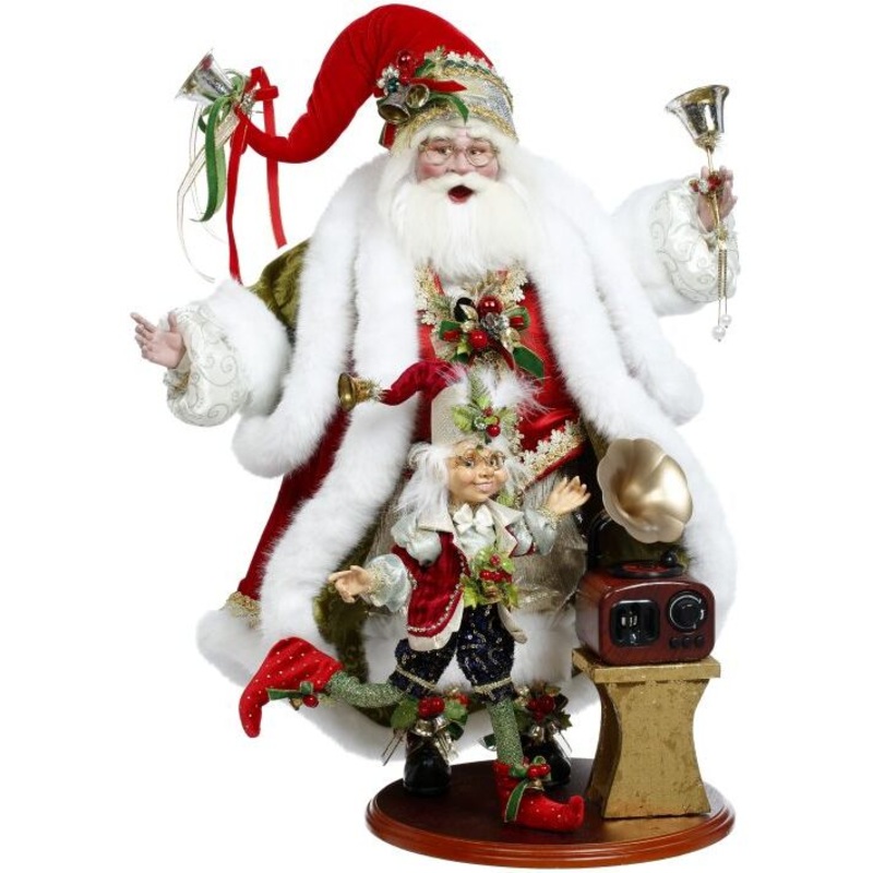 Santa and Elf Playing Records Figurine, 23