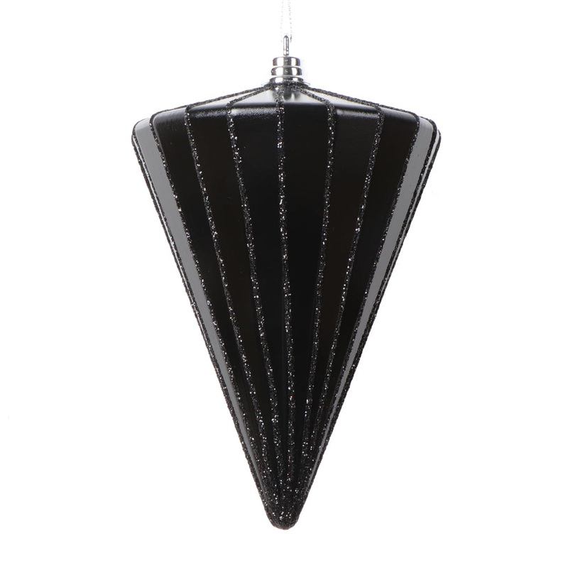 Shatterproof Black Diamond Cone Ornament, 6