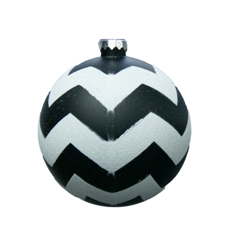 Shatterproof Black W/White Matte Glitter Ball Ornament, 5 (120MM)