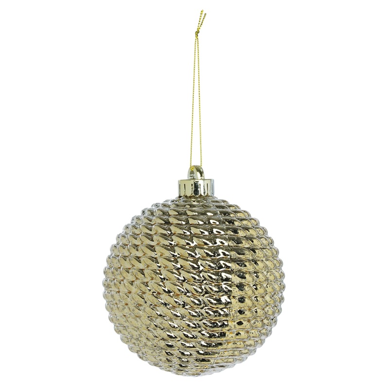 Shatterproof Champagne Knitted Patterned Ball Ornament, 4.75 (120MM)