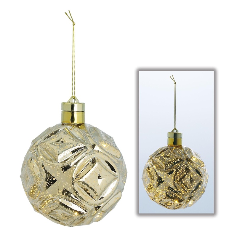 Shatterproof Gold Lit Vintage Mercury Ball Ornament, 4.75 (120MM)