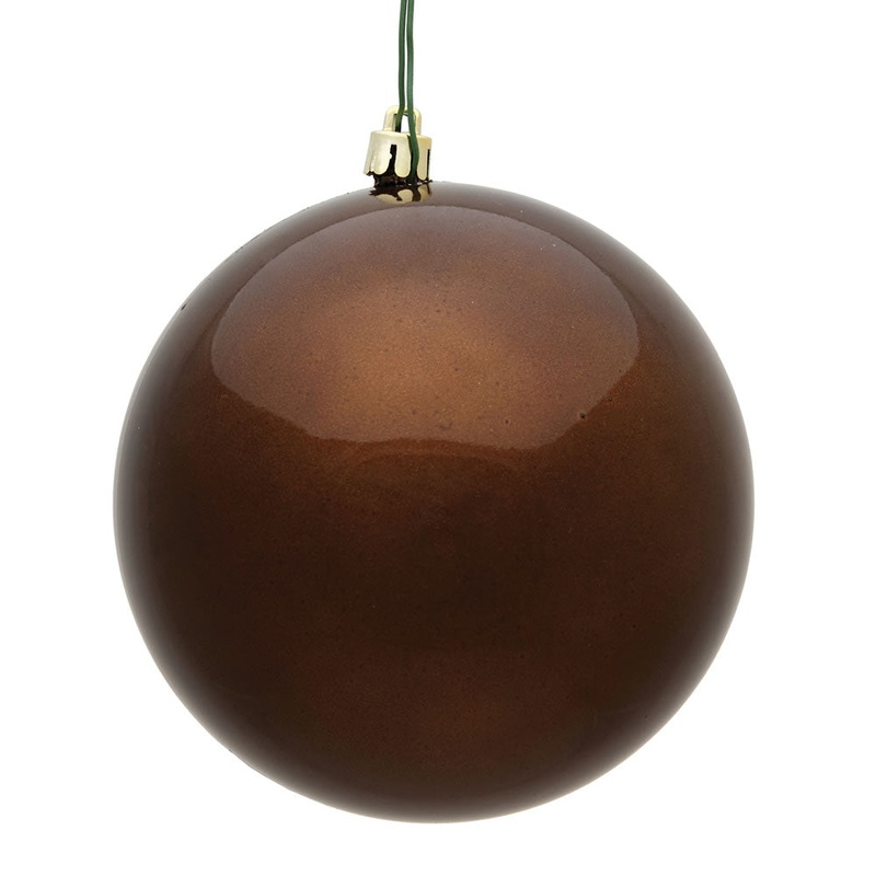 Shatterproof Mocha Candy Apple Ball Ornament, 4 (100MM)