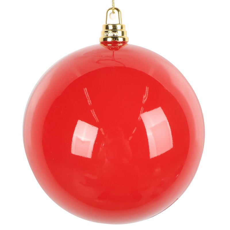 Shatterproof Red Enamel Ball UV Ornament, 4 (Set of 6)