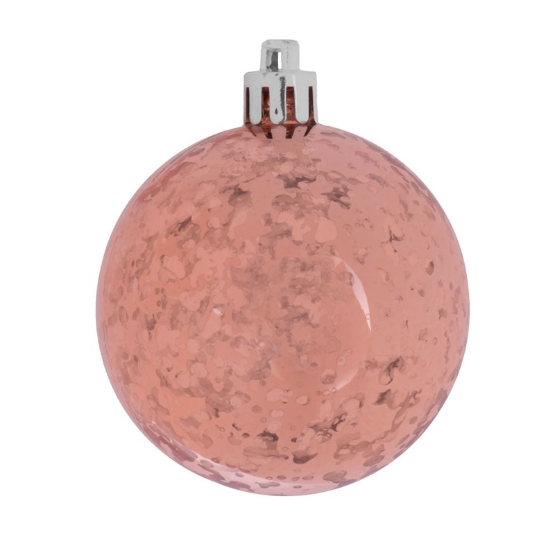 Shatterproof Rose Gold Shiny Mercury Ball UV Ornament, 4 (Set of 6)