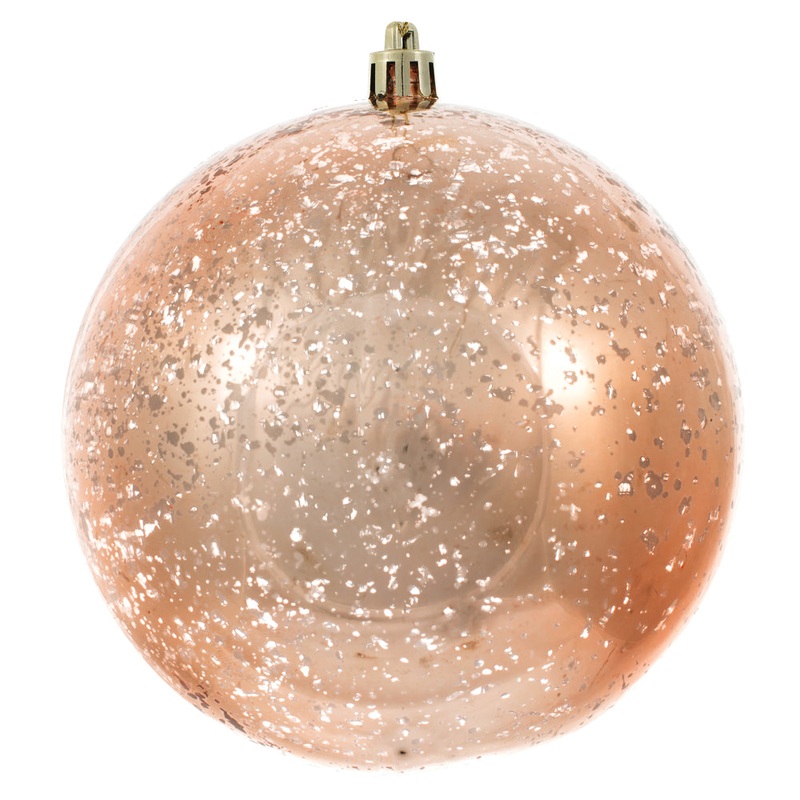 Shatterproof Rose Gold Shiny Mercury Ball UV Ornament, 6 (Set of 4)