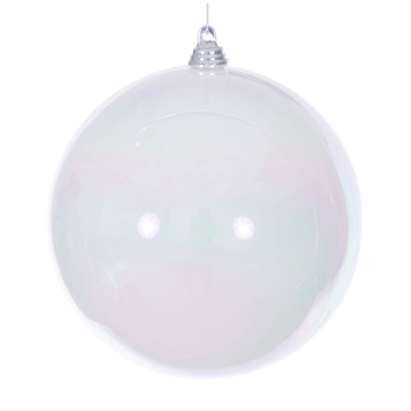 Shatterproof White Iridescent Ball Ornament, 4.75 (Set of 3)