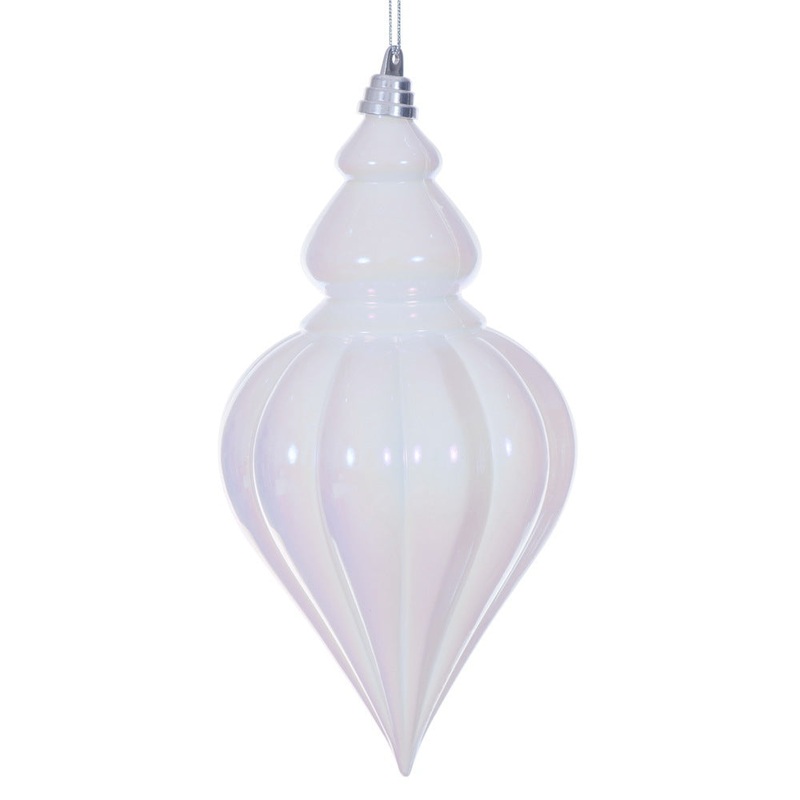 Shatterproof White Iridescent Drop Ornament, 12