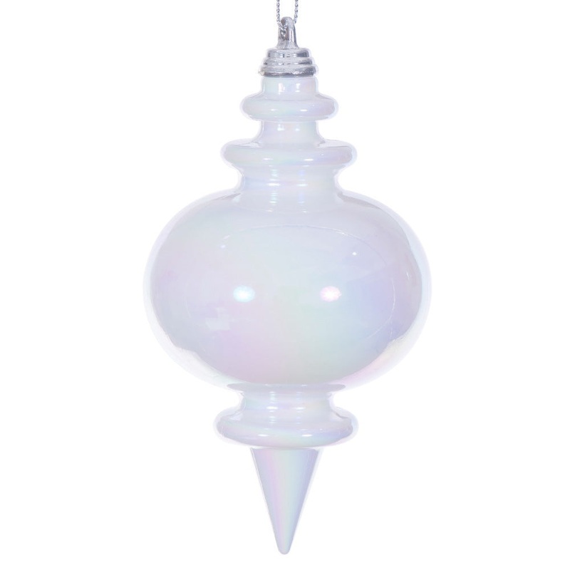 Shatterproof White Iridescent Finial Ornament, 5 (Set of 3)