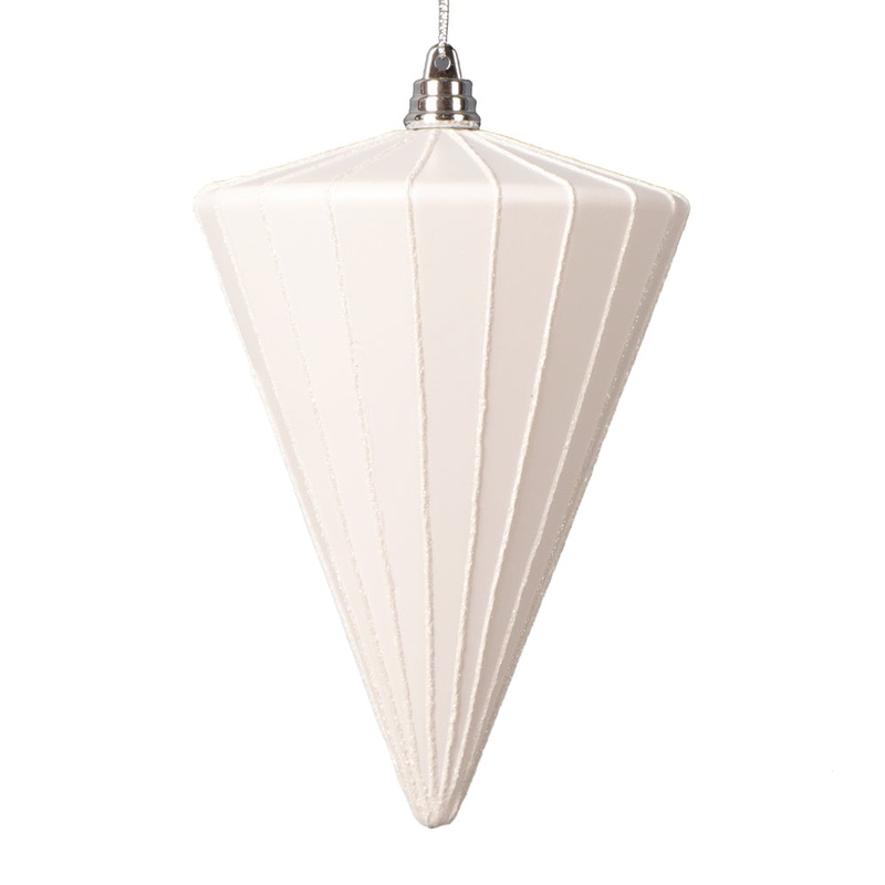 Shatterproof White Matte Cone Ornament, 6