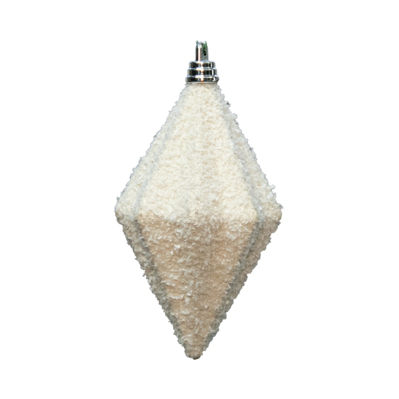 Shatterproof White W/Snow Powder Matte Finial Ornament W/Wire, 5.5