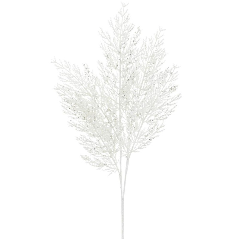 Glittered Cedar Spray, 23 (White)