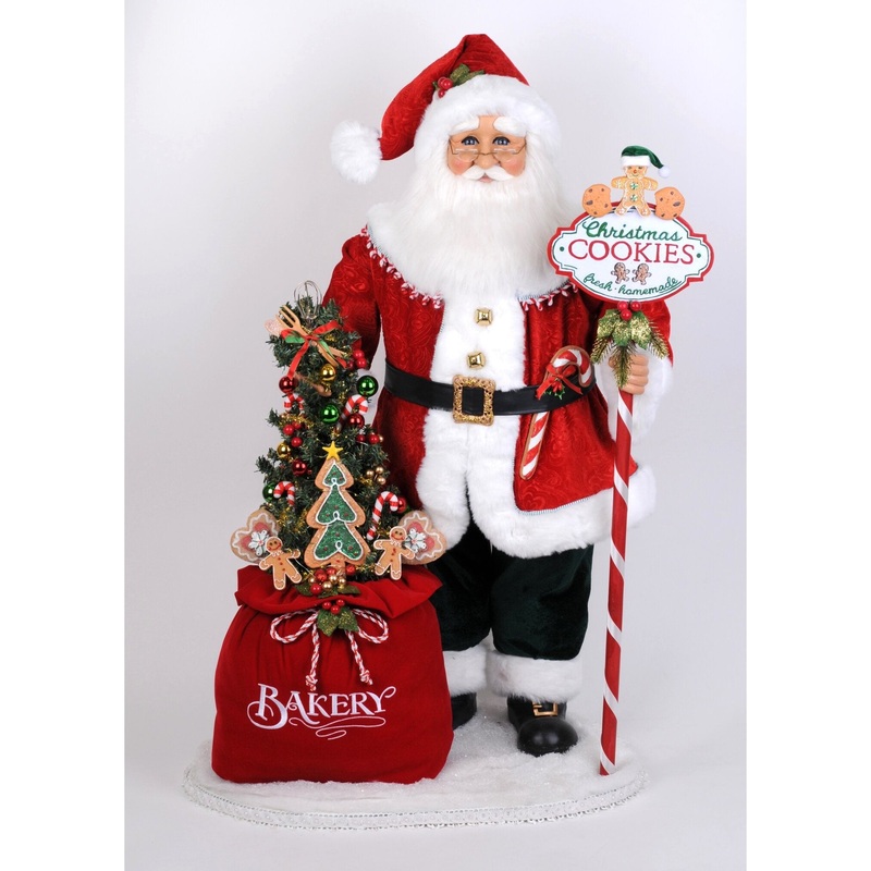 Lighted Mr. Claus Bakery Santa Large Figurine, 39