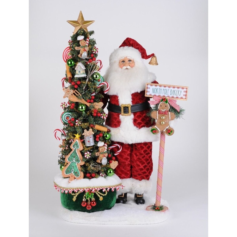 Lighted North Pole Bakery Santa Large Figurine, 28