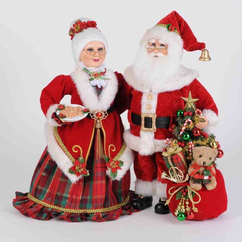 Lighted Santa and Mrs. Bearing Gifts Figurine, 17.5 (Set of 2)