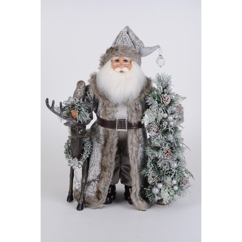 Lighted Snow Covered Wilderness Santa Figurine, 17