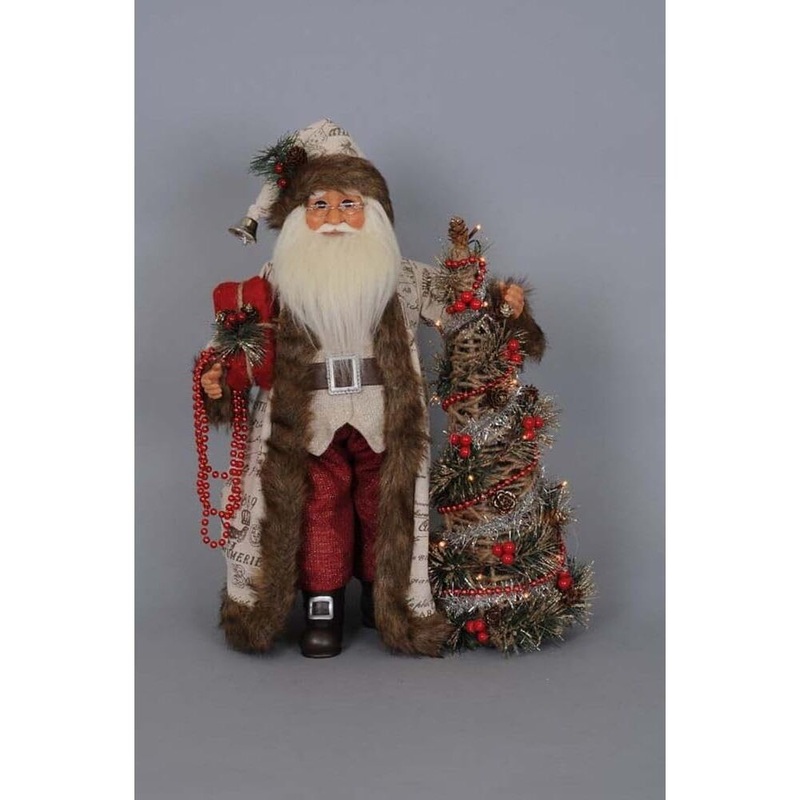 Lighted Woodland Elegance Santa Figurine, 18