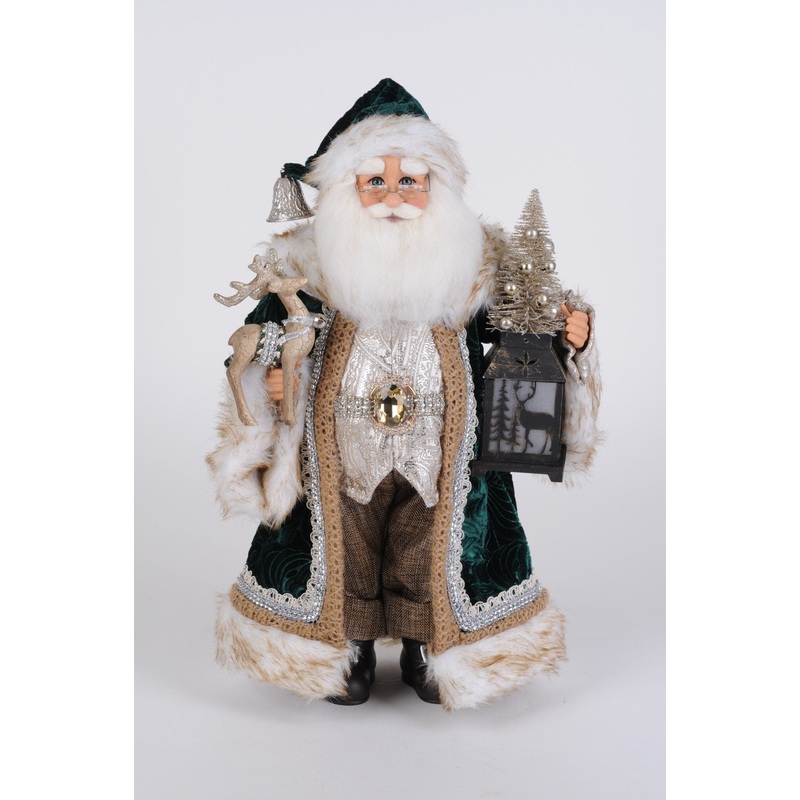 Lighted Woodland Emerald Santa Figurine, 17