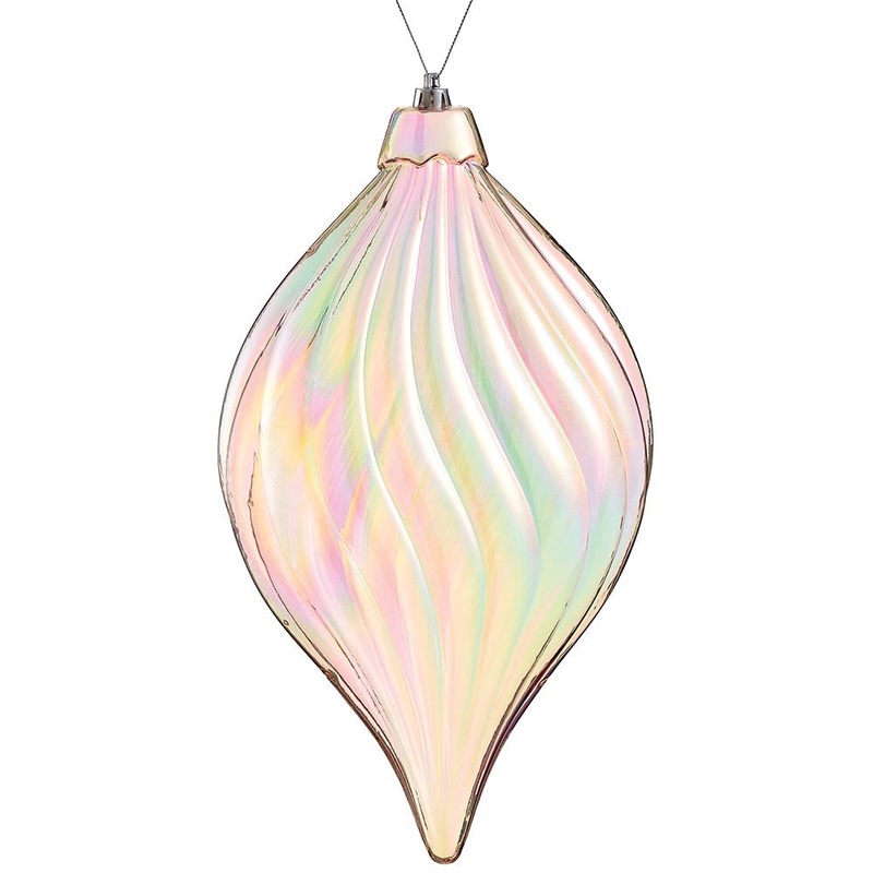 Plastic Disc Finial Ornament, 10.5 (Pink Iridescent)